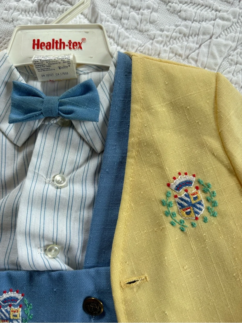 Vintage 70s Good Lad baby boy's blazer suspender shortalls outfit set 12 mos